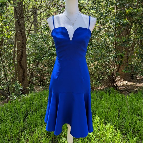 MILLY Italian Cady Kelly Dress V-Neck in Cobalt Blue Size 0 Brand New NWT - Picture 2 of 12